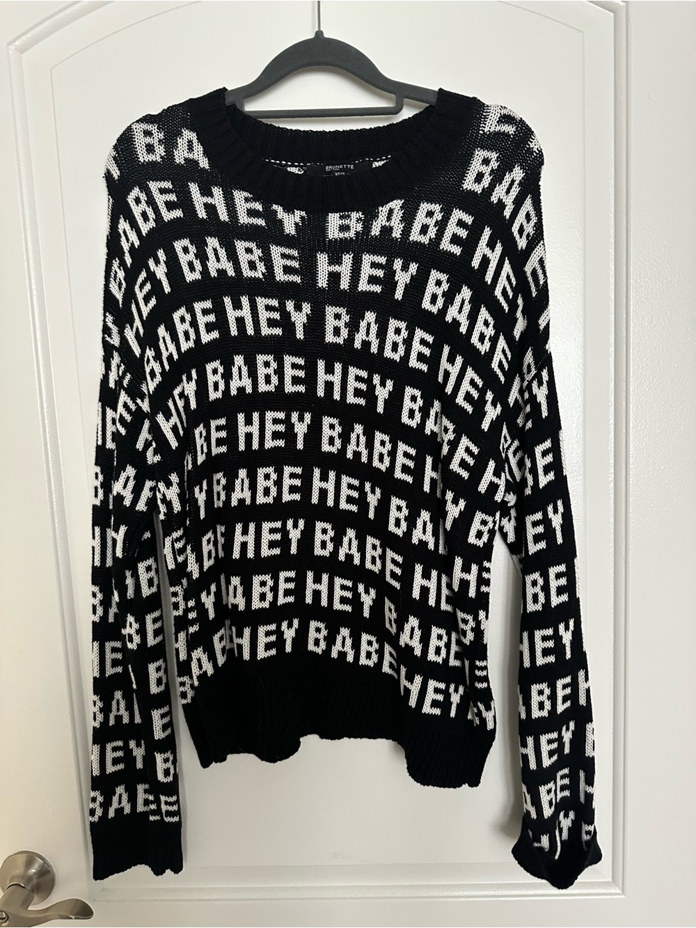 Black & White 'Hey Babe' Knit Sweater